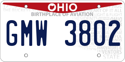 OH license plate GMW3802