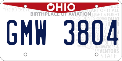 OH license plate GMW3804