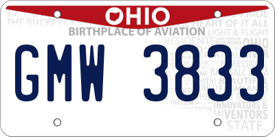 OH license plate GMW3833