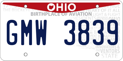 OH license plate GMW3839