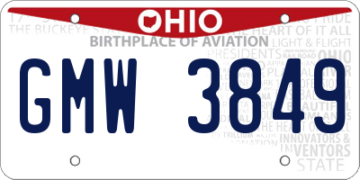OH license plate GMW3849