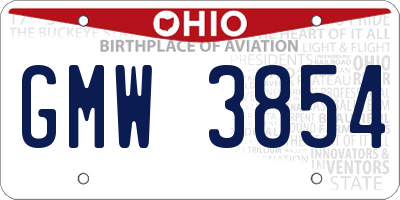 OH license plate GMW3854