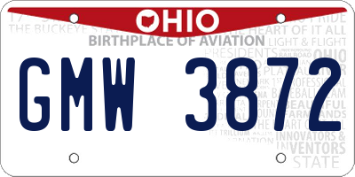 OH license plate GMW3872