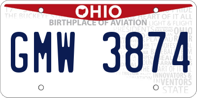 OH license plate GMW3874