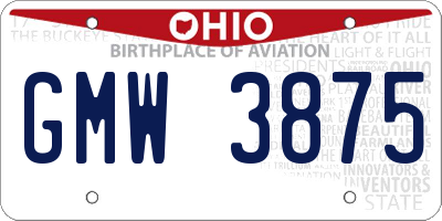 OH license plate GMW3875