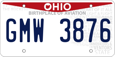 OH license plate GMW3876