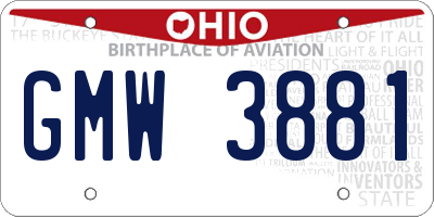 OH license plate GMW3881