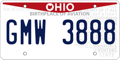 OH license plate GMW3888