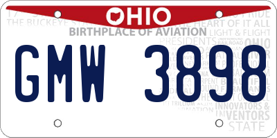 OH license plate GMW3898