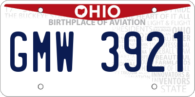 OH license plate GMW3921