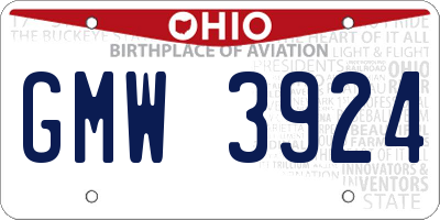 OH license plate GMW3924