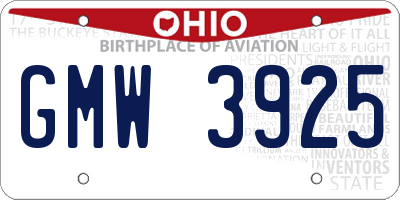 OH license plate GMW3925