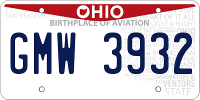 OH license plate GMW3932