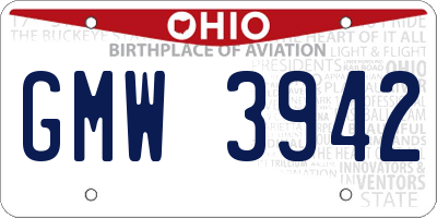 OH license plate GMW3942