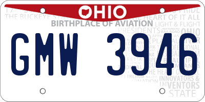 OH license plate GMW3946