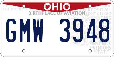 OH license plate GMW3948