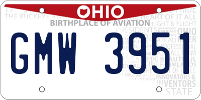OH license plate GMW3951