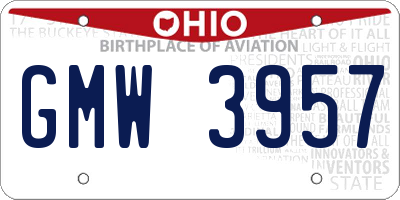 OH license plate GMW3957