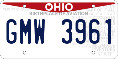 OH license plate GMW3961