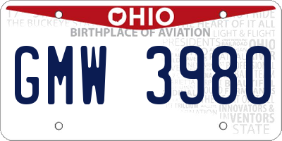 OH license plate GMW3980