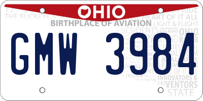OH license plate GMW3984