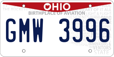 OH license plate GMW3996