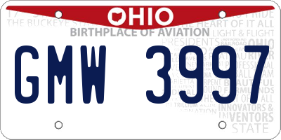 OH license plate GMW3997