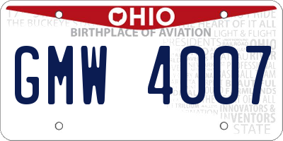 OH license plate GMW4007