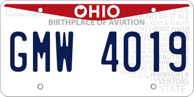 OH license plate GMW4019