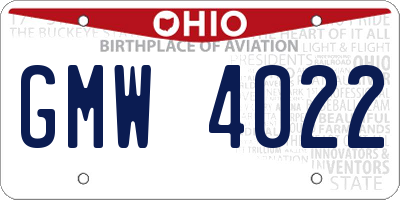 OH license plate GMW4022