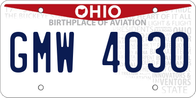 OH license plate GMW4030