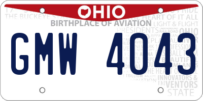 OH license plate GMW4043