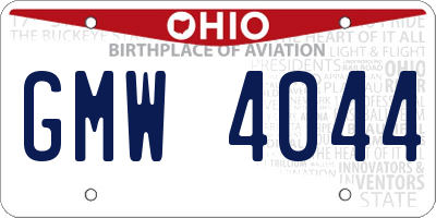OH license plate GMW4044
