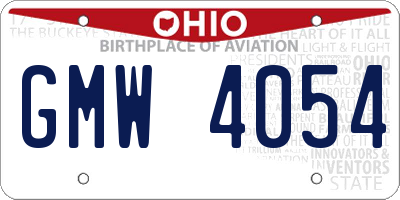 OH license plate GMW4054