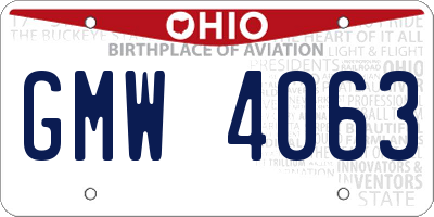 OH license plate GMW4063