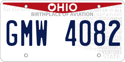OH license plate GMW4082