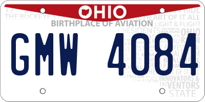 OH license plate GMW4084