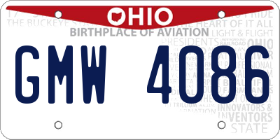 OH license plate GMW4086