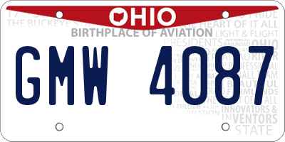 OH license plate GMW4087