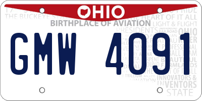 OH license plate GMW4091