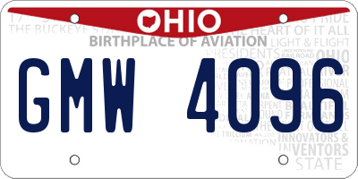 OH license plate GMW4096