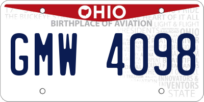 OH license plate GMW4098