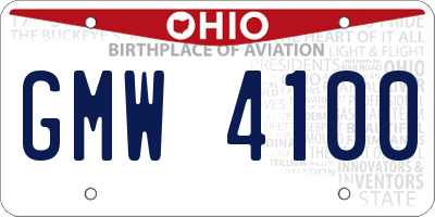 OH license plate GMW4100