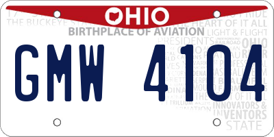 OH license plate GMW4104