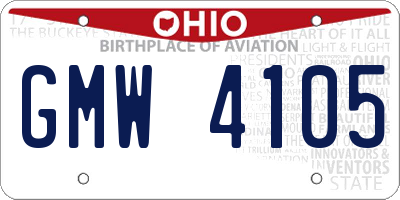 OH license plate GMW4105