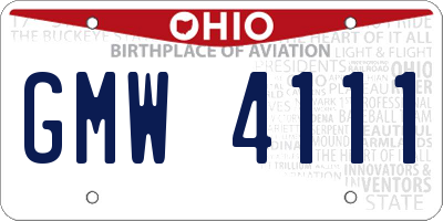 OH license plate GMW4111