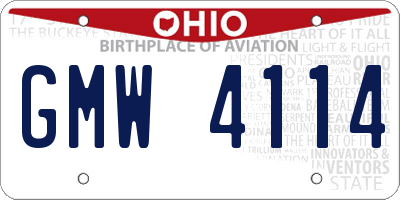 OH license plate GMW4114
