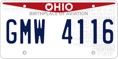OH license plate GMW4116