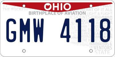 OH license plate GMW4118