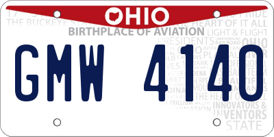 OH license plate GMW4140